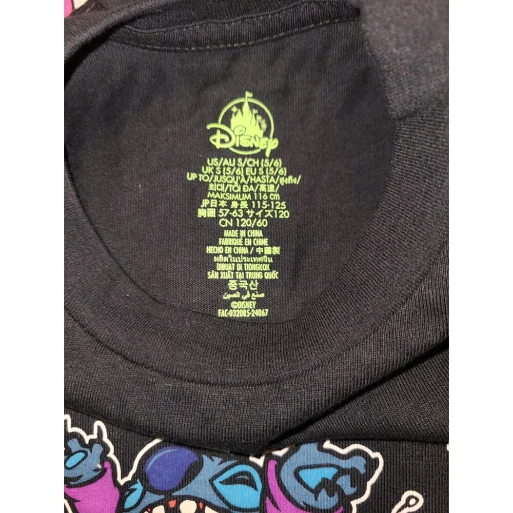 2024 Disney WDW Stitch Pumpkin Halloween Black SS T-Shirt Kids Sz 5/6 Small NEW
